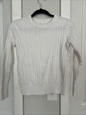 GAP Cable Knit Crewneck Sweater - White